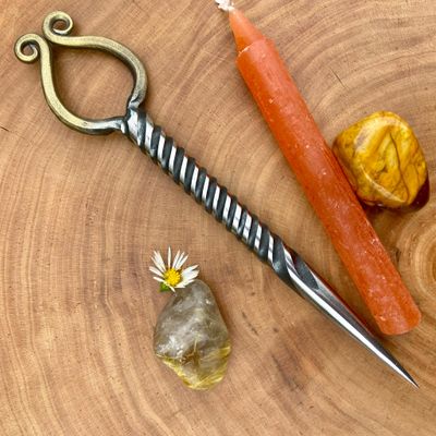 Celtic Stang Iron Burin or Candle Scribe Single Twist Brass Plated