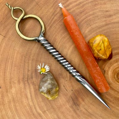 Infinity Double Loop Iron Burin or Candle Scribe Single Twist Brass Plated