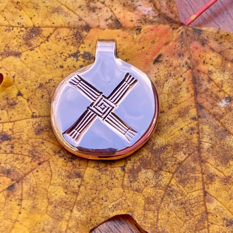 Luna Ignis Hand Crafted Copper Brigid&#39;s Cross Amulet pendant