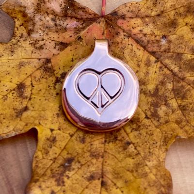 Luna Ignis Hand Crafted Copper Peace Heart Amulet pendant