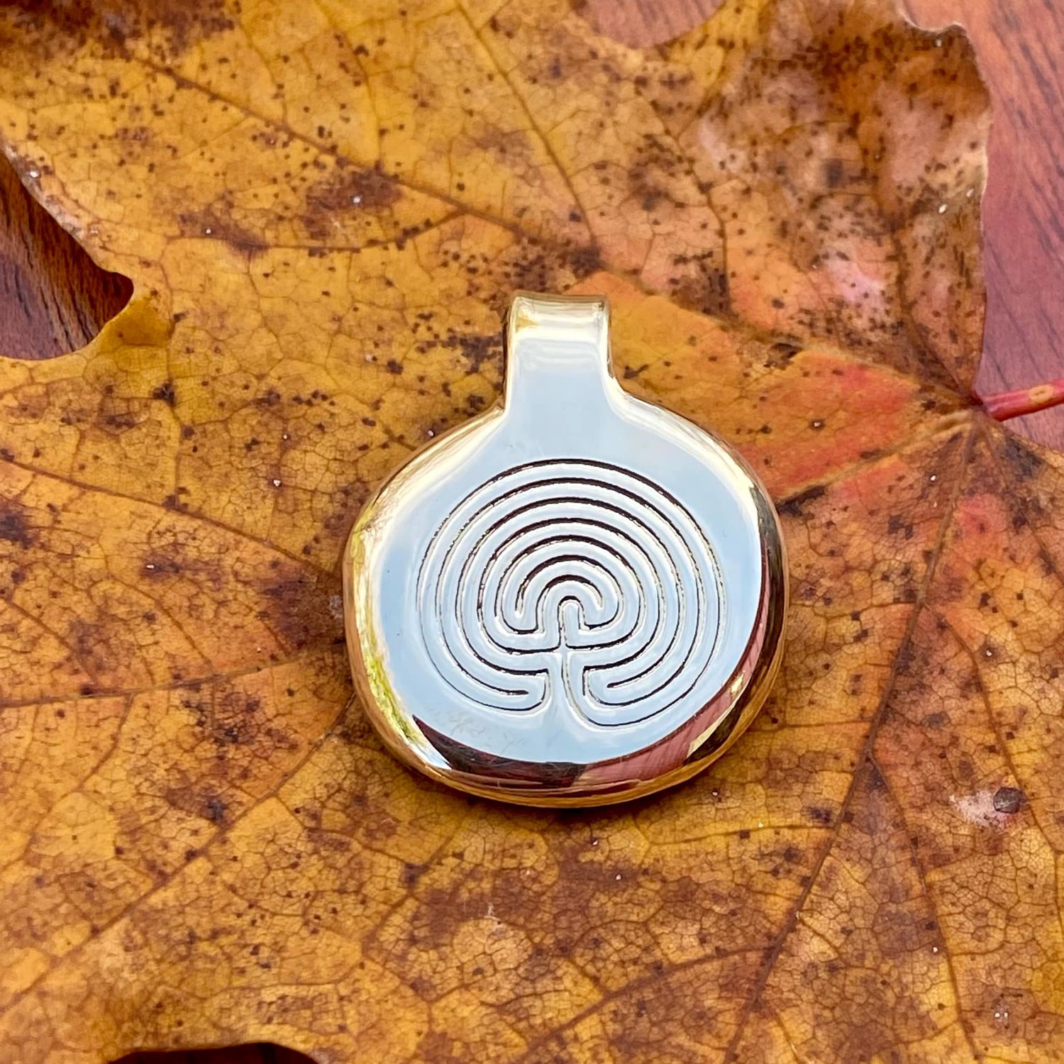 Luna Ignis Hand Crafted Brass Labyrinth Amulet pendant