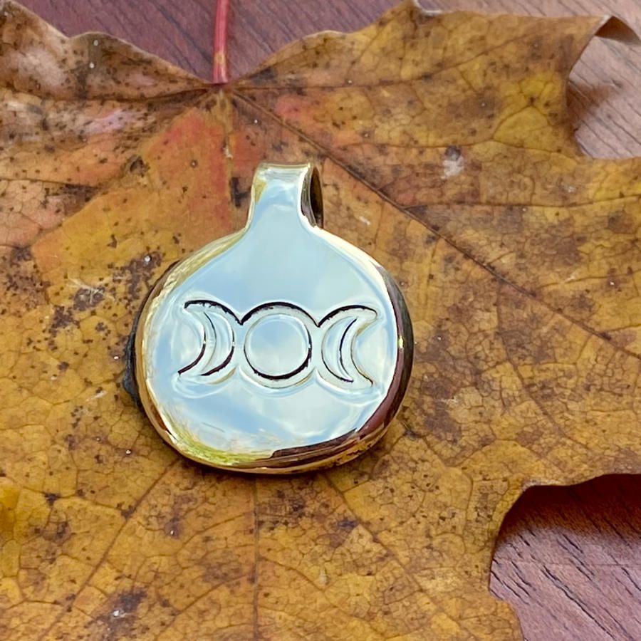 Luna Ignis Hand Crafted Brass Triple Moon Goddess Amulet pendant