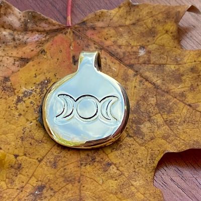 Luna Ignis Hand Crafted Brass Triple Moon Goddess Amulet pendant