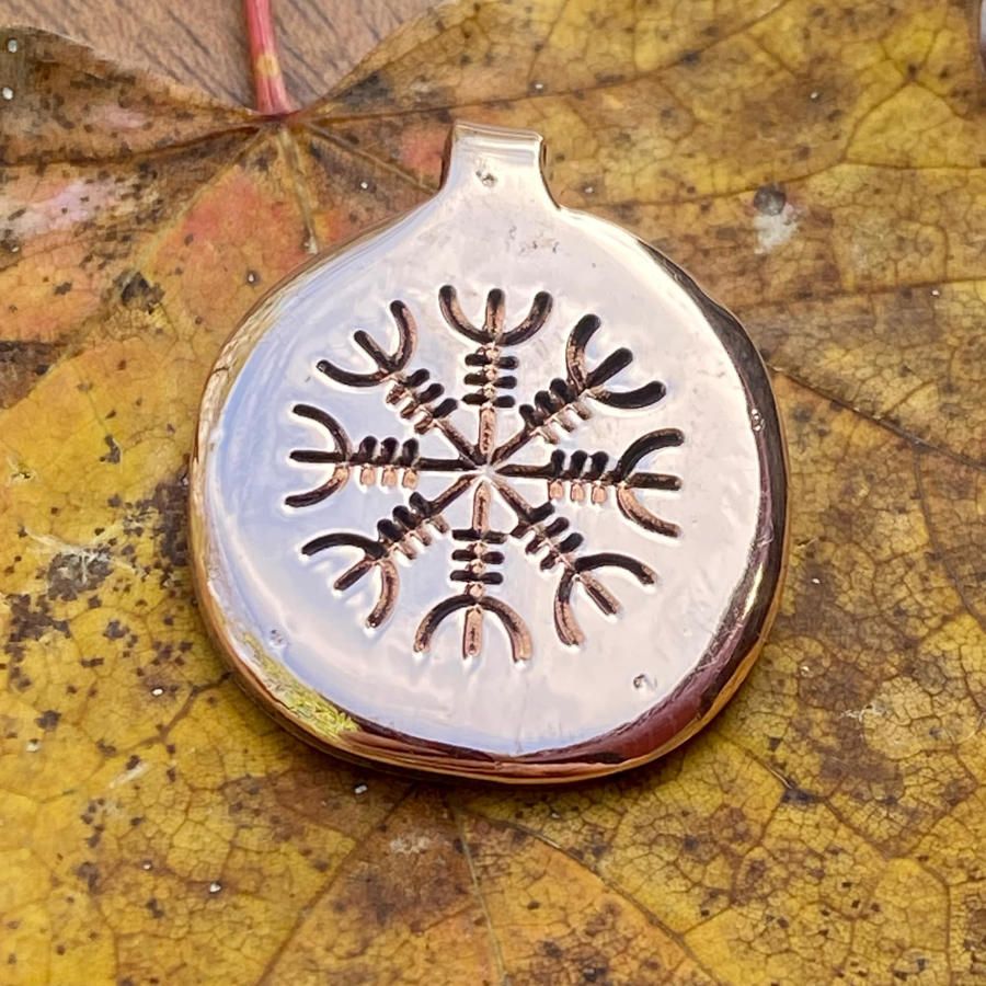 Luna Ignis Hand Crafted Copper Helm Of Awe Pendant