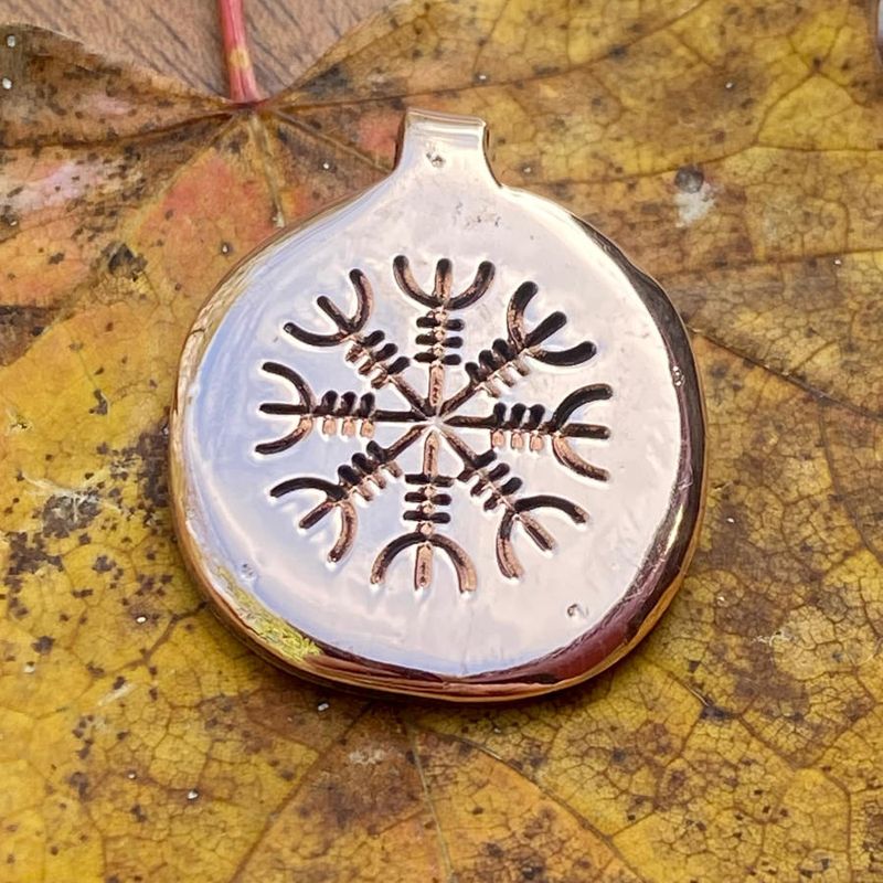 Luna Ignis Hand Crafted Copper Helm Of Awe Pendant