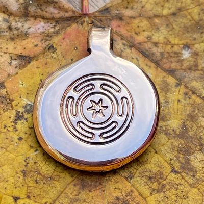 Luna Ignis Hand Crafted Copper Hecate&#39;s Wheel Amulet pendant
