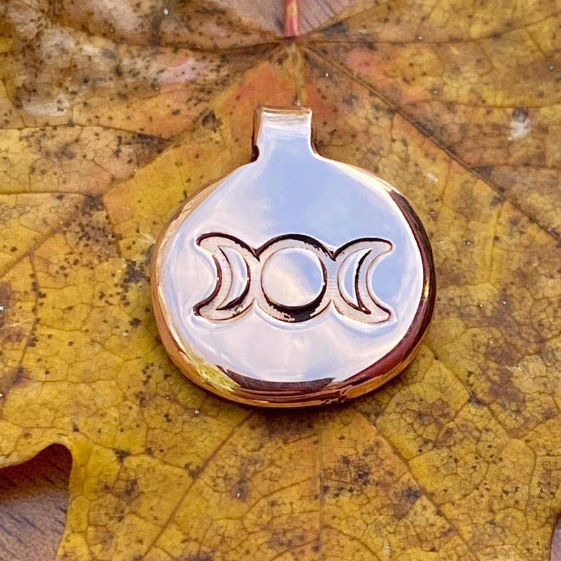 Luna Ignis Hand Crafted Copper Triple Moon Goddess Amulet pendant
