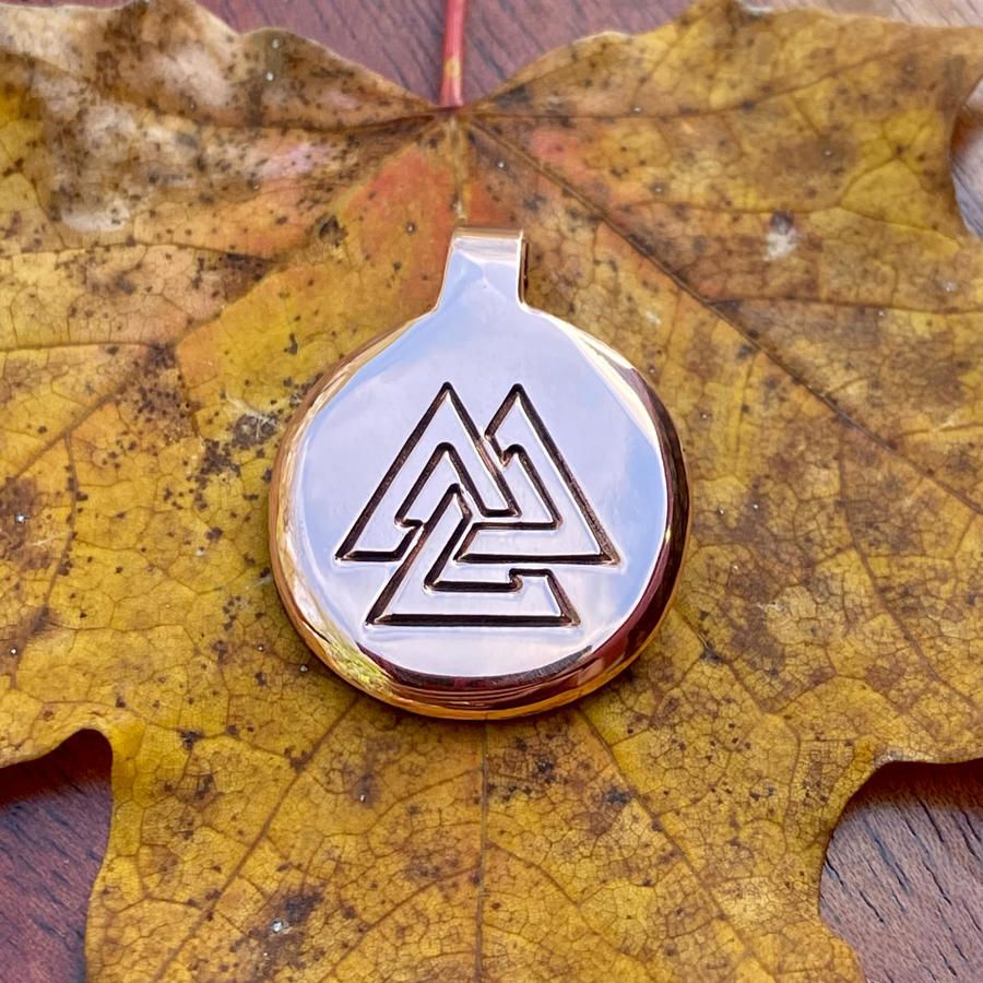 Luna Ignis Hand Crafted Copper Valknut Amulet pendant