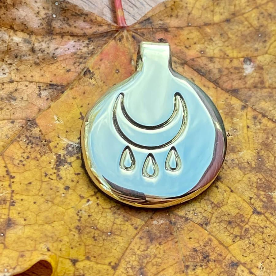 Luna Ignis Hand Crafted Brass Crying Moon Sigil Amulet pendant