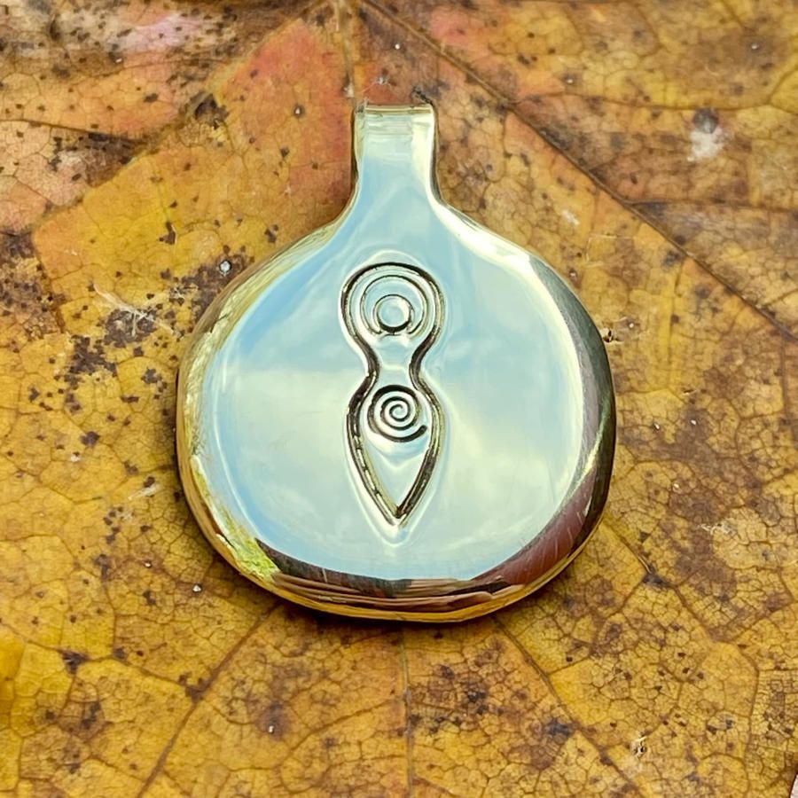 Luna Ignis Hand Crafted Brass Spiral Goddess Amulet pendant
