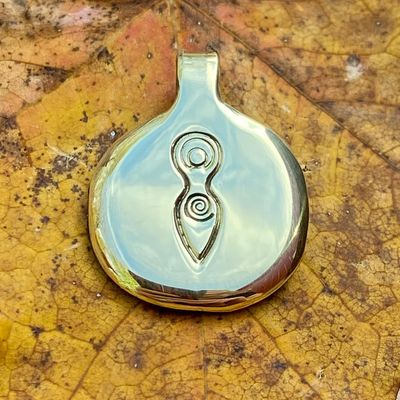 Luna Ignis Hand Crafted Brass Spiral Goddess Amulet pendant