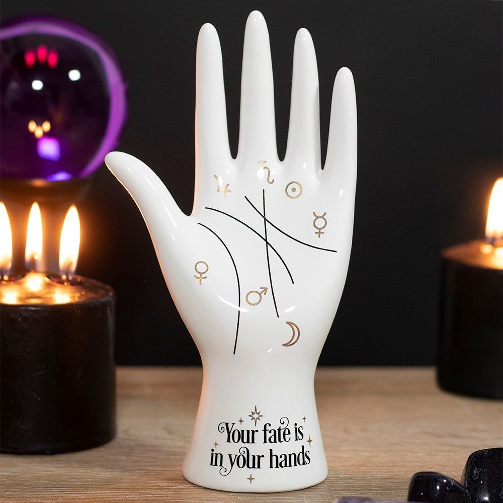 PALMISTRY HAND ORNAMENT - WHITE C/36  Item: 14189