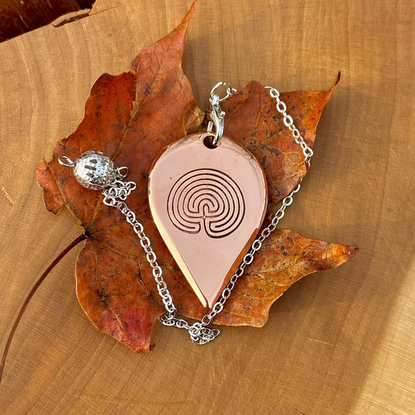 Luna Ignis Artisan Copper Pendulum Hand Crafted with Neolithic Labyrinth