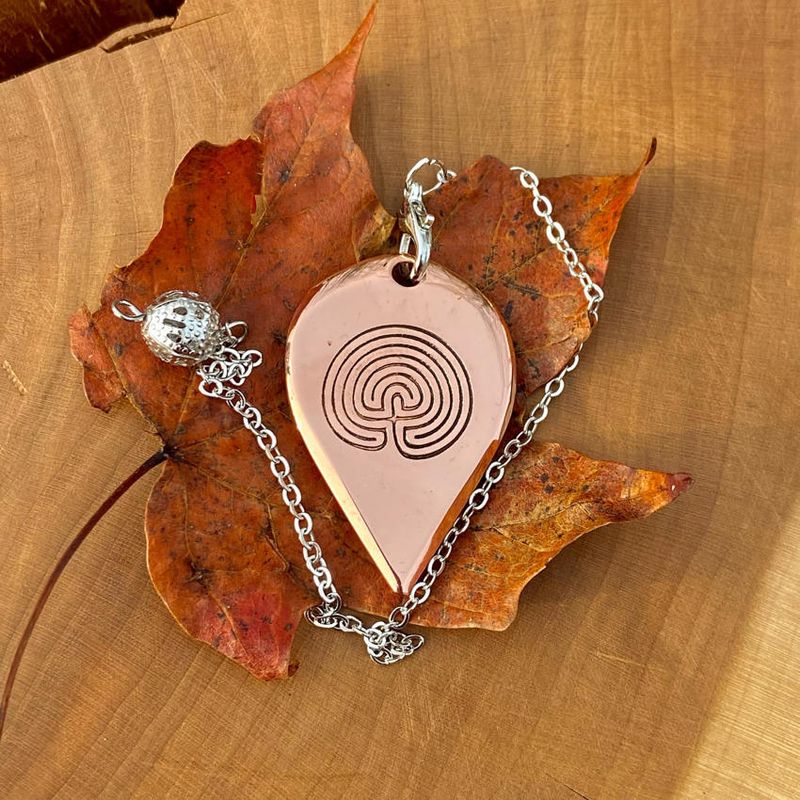 Luna Ignis Artisan Copper Pendulum Hand Crafted with Neolithic Labyrinth
