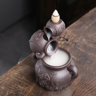 Triple Moon Pentagram Cauldron Backflow Burner BFL39