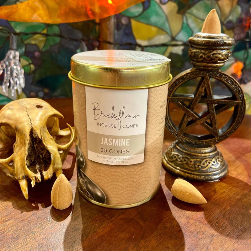 Backflow Jumbo Incense Cones Tin Of 20 Jasmine