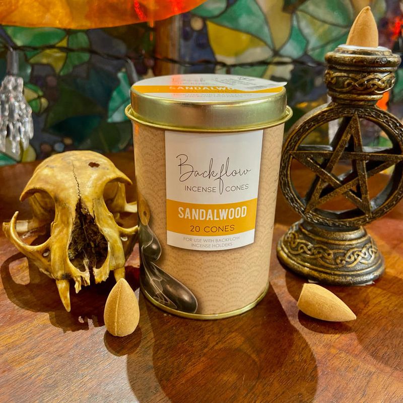 Backflow Jumbo Incense Cones Tin Of 20 Sandalwood
