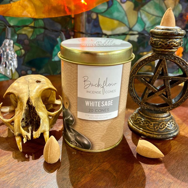 Backflow Jumbo Incense Cones Tin Of 20 White Sage