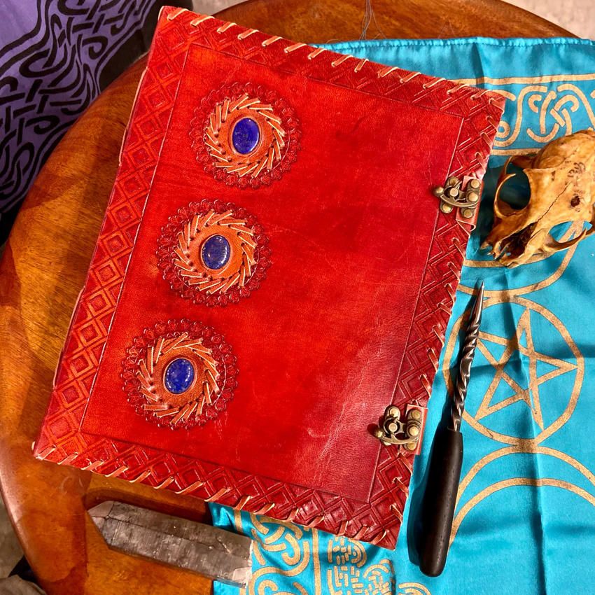Leather Journal With Lapis Lazuli Crystals Large