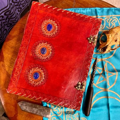 Leather Journal With Lapis Lazuli Crystals Large