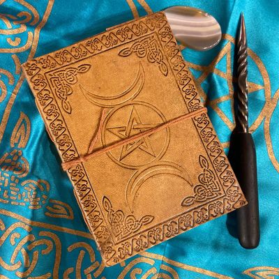 Leather Journal Pentacle Triple Moon