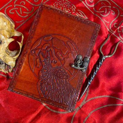 Leather Journal Wolf And Moon