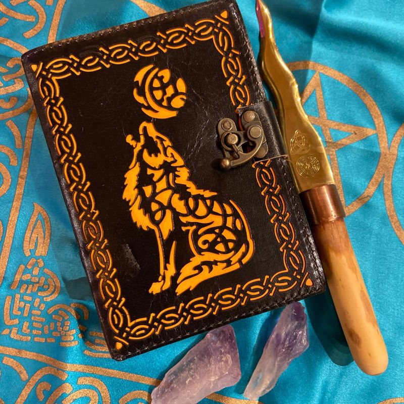 Leather Journal Two Tone Wolf
