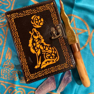 Leather Journal Two Tone Wolf