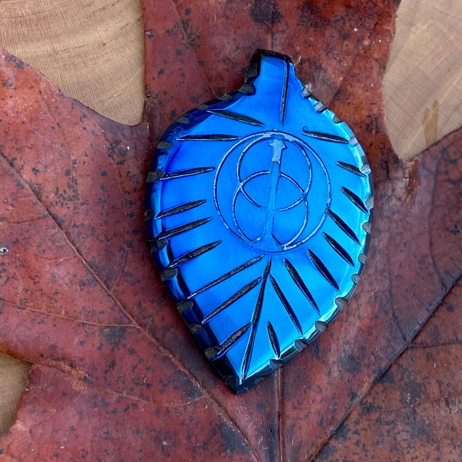 Luna Ignis Hand Forged Unique Chalice Well Leaf Amulet Pendant