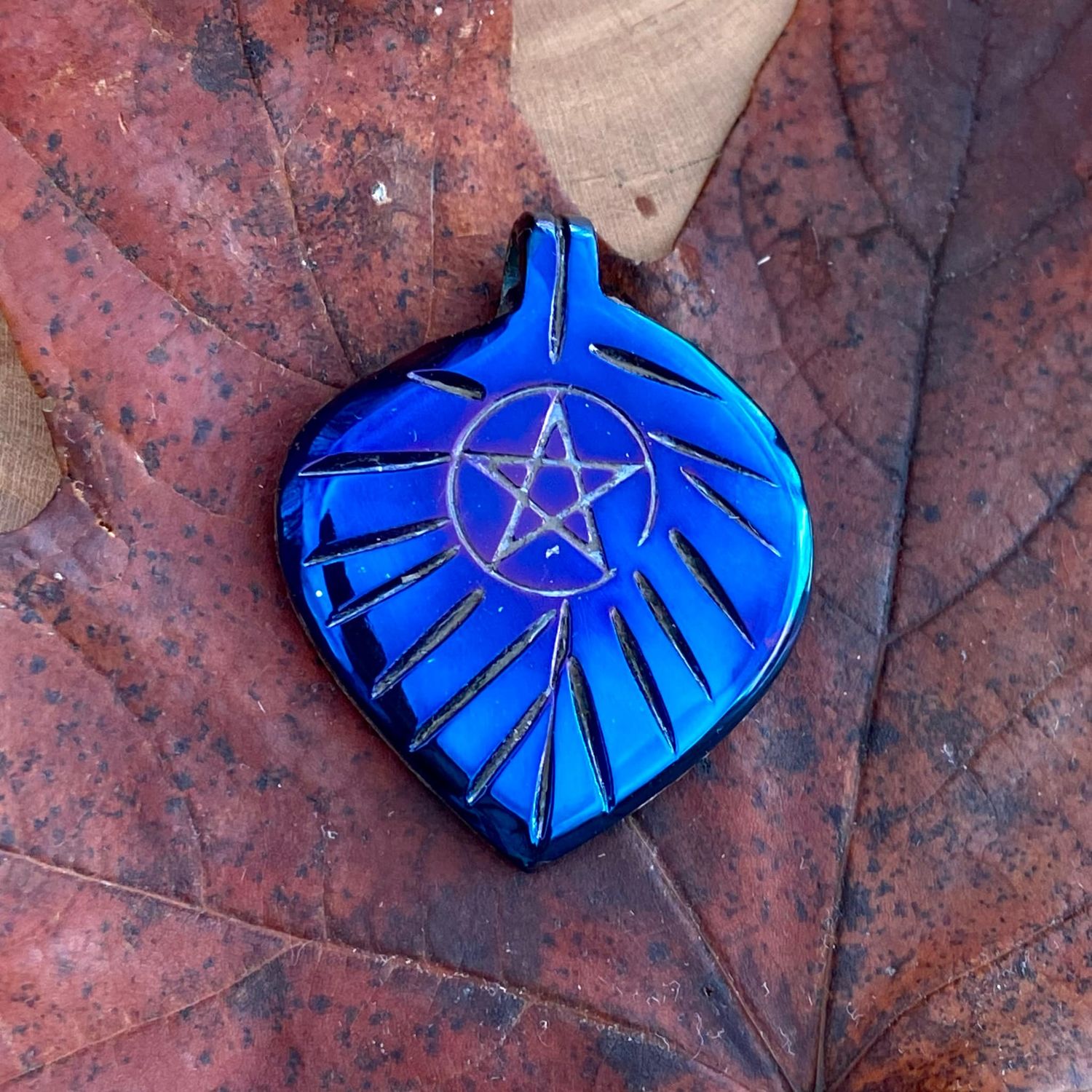 Luna Ignis Hand Forged Unique Small Pentacle Leaf Amulet Pendant