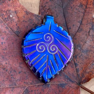 Luna Ignis Hand Forged Unique Small Triskelion Leaf Amulet Pendant
