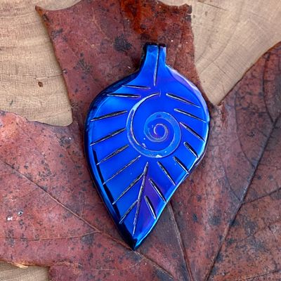 Luna Ignis Hand Forged Unique Neolithic Spiral Leaf Amulet Pendant