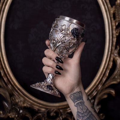 Ruah Vered Pentacle Black Rose Goblet