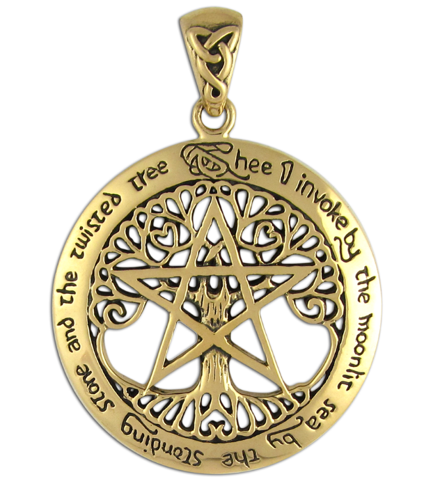 Bronze Extra Large Cut Out Tree Pentacle Pendant