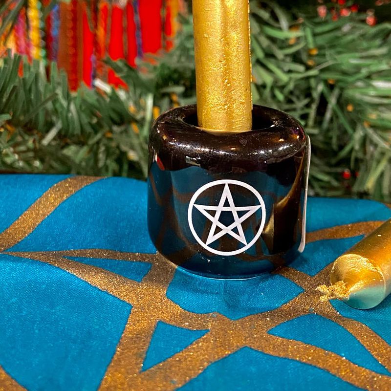 Pentacle Black Chime or Household Candle Holder 1.25in x 1.25in