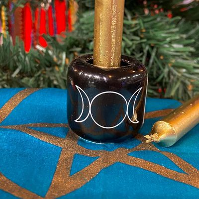 Triple Moon Black Chime or Household Candle Holder 1.25in x 1.25in