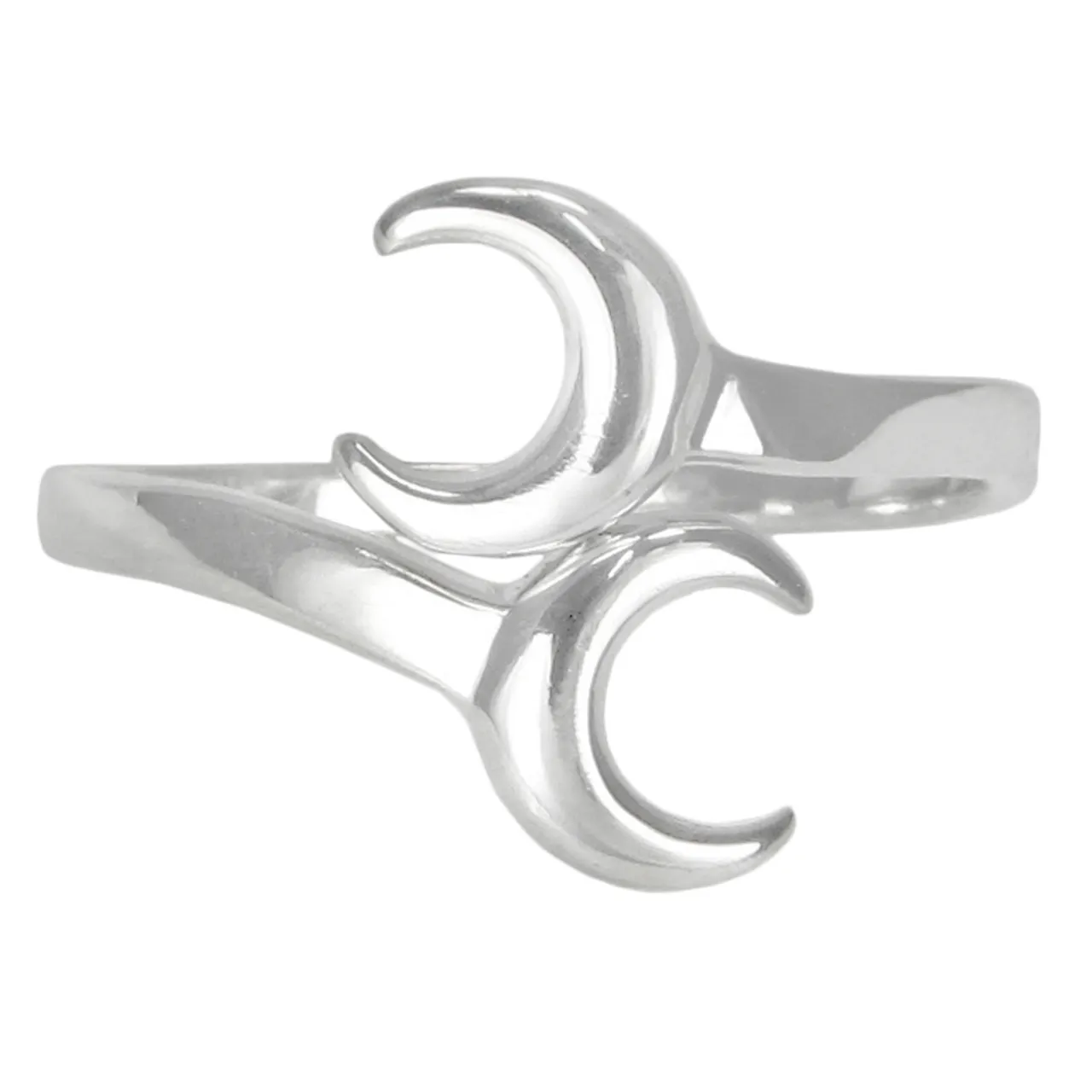 Sterling Silver Entwined Crescent Moon Ring