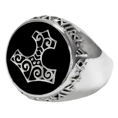 Sterling Silver Thor&#39;s Hammer Signet Ring