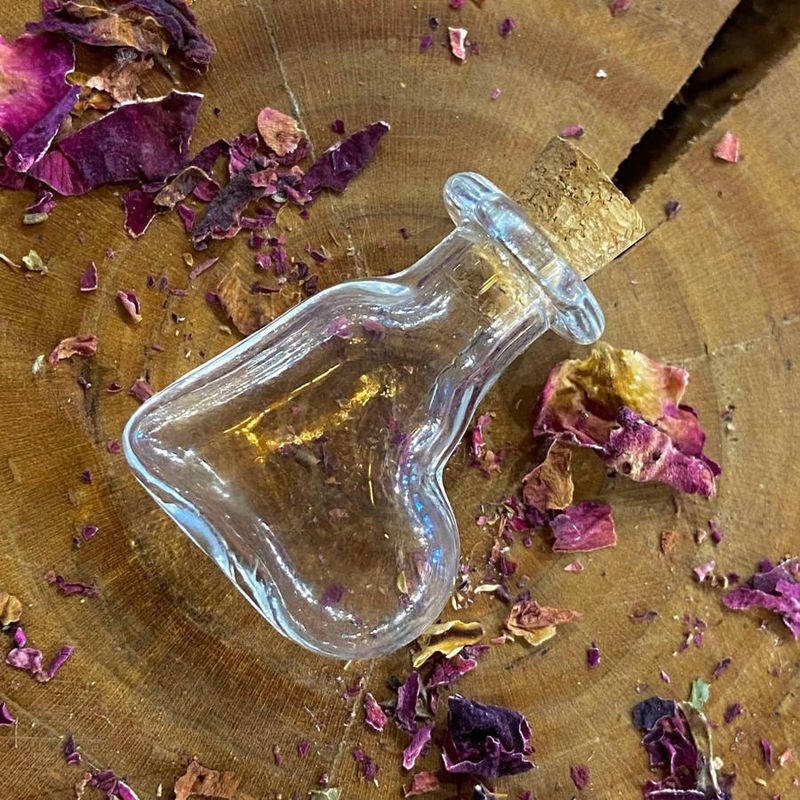 Love Heart Slanted Small 1 Inch spell jars for pendants (Crystal Chip Bar)