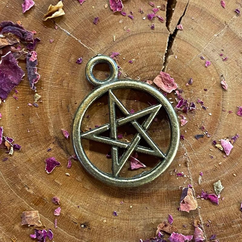 Large Spell Jar pentacle decal bronze finish 0.75 inch (Crystal Chip Bar)