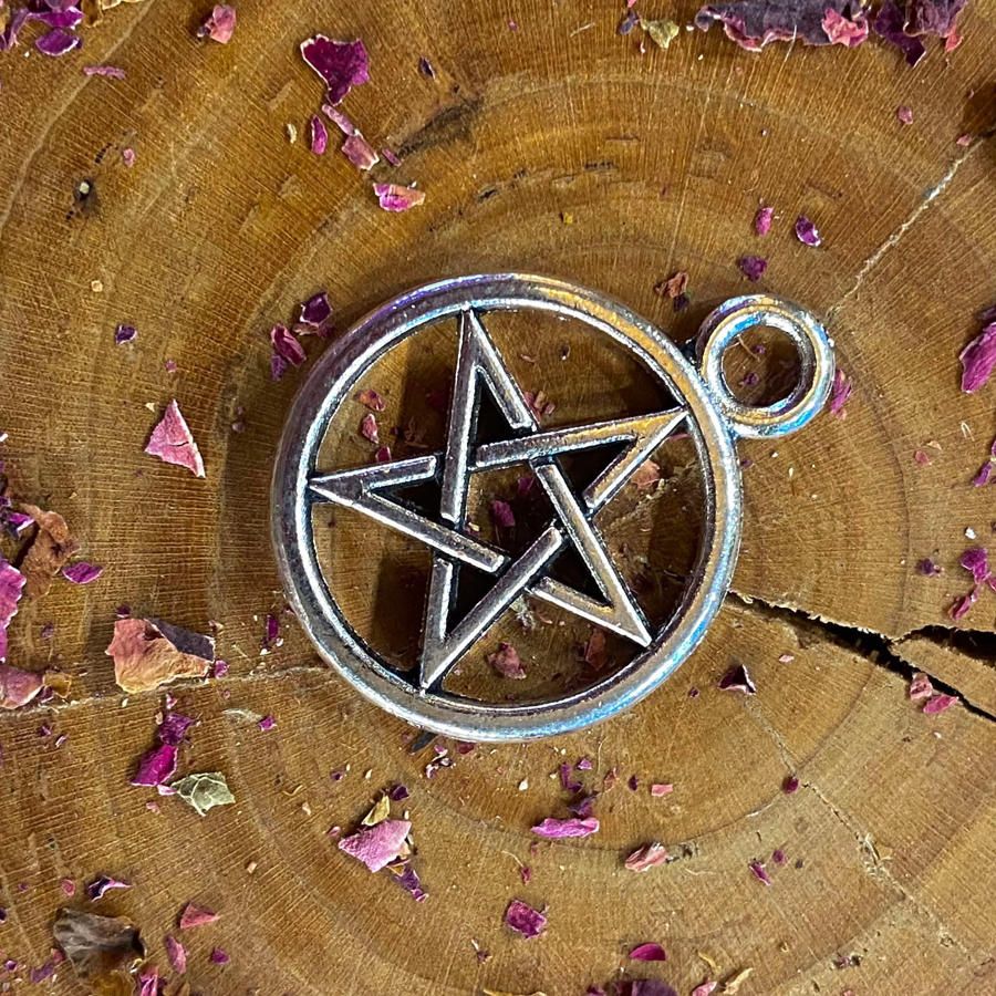 Large Spell Jar pentacle decal silver finish 0.75 inch (Crystal Chip Bar)