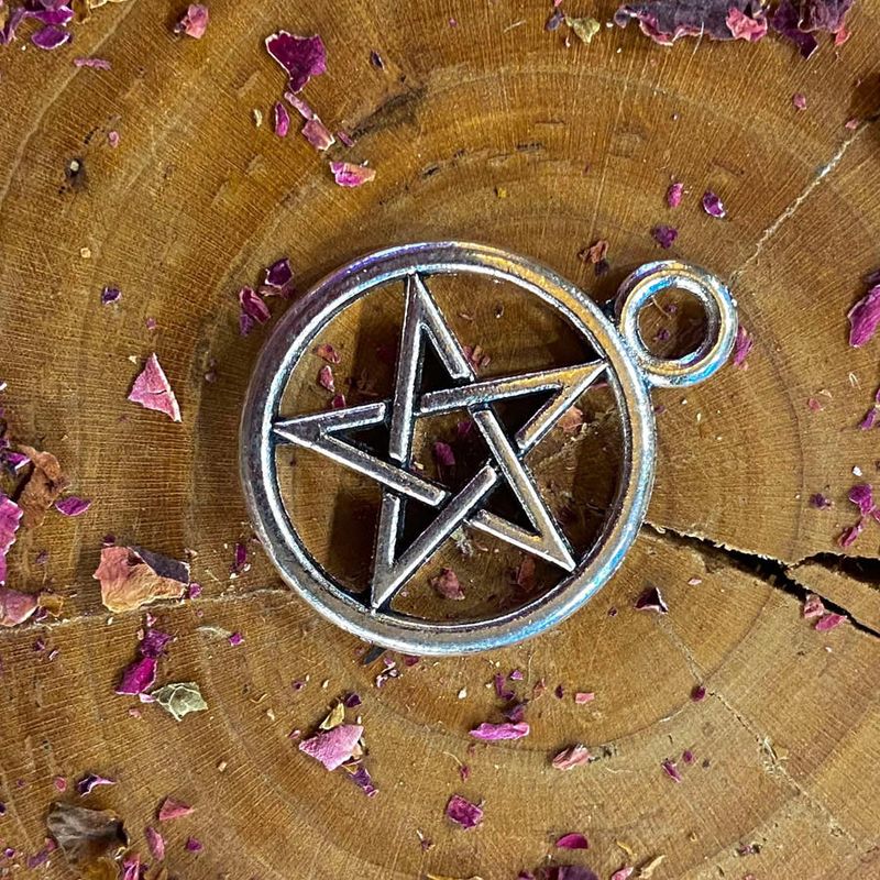 Large Spell Jar pentacle decal silver finish 0.75 inch (Crystal Chip Bar)