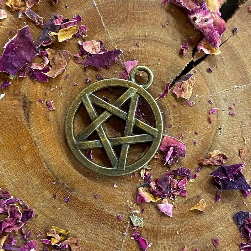Medium Spell Jar pentacle decal Antique Bronze Finish 6/8 inch (Crystal Chip Bar)
