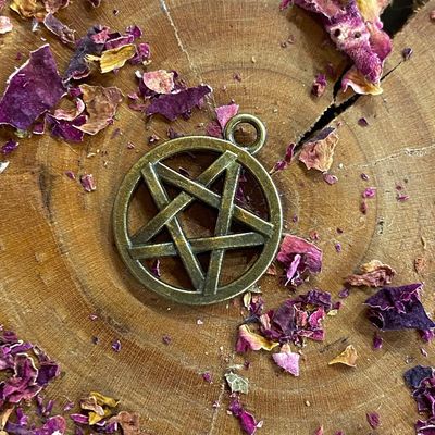 Medium Spell Jar pentacle decal Antique Bronze Finish 6/8 inch (Crystal Chip Bar)