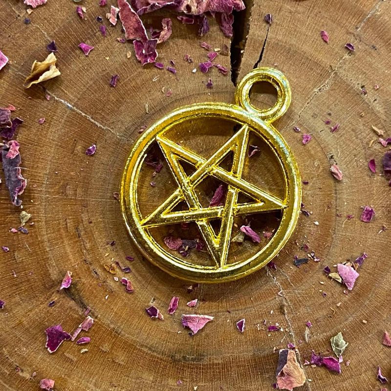 Large Spell Jar pentacle decal gold finish 0.75 inch (Crystal Chip Bar)