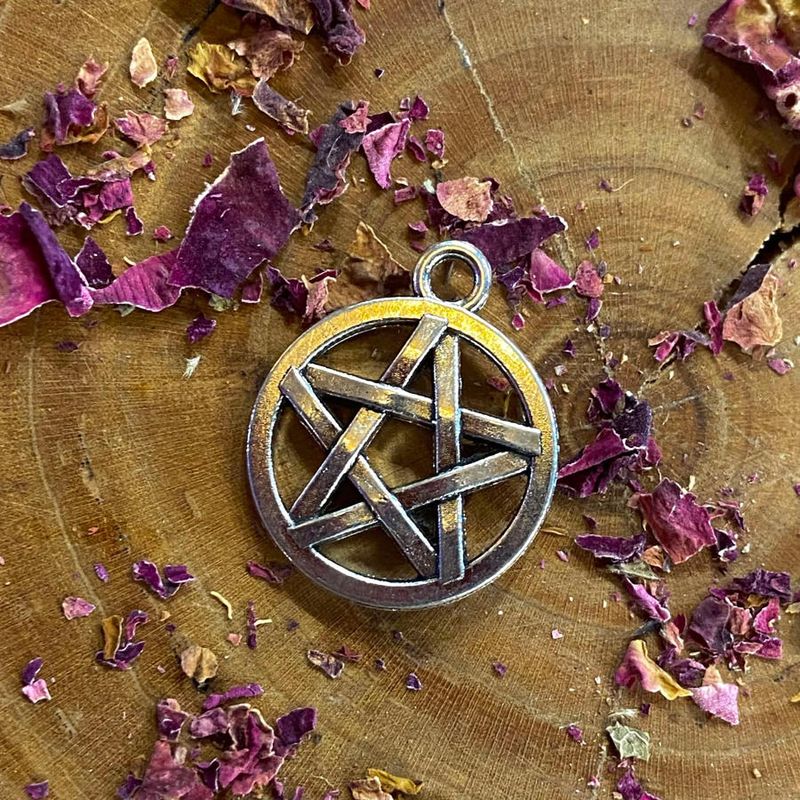 Medium Spell Jar witchy pentacle decal Silver Finish 6/8 inch (Crystal Chip Bar)