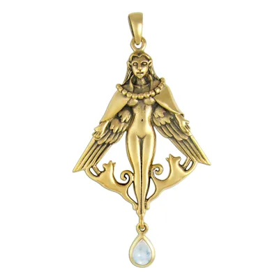 Bronze Freya Pendant with Rainbow Moonstone