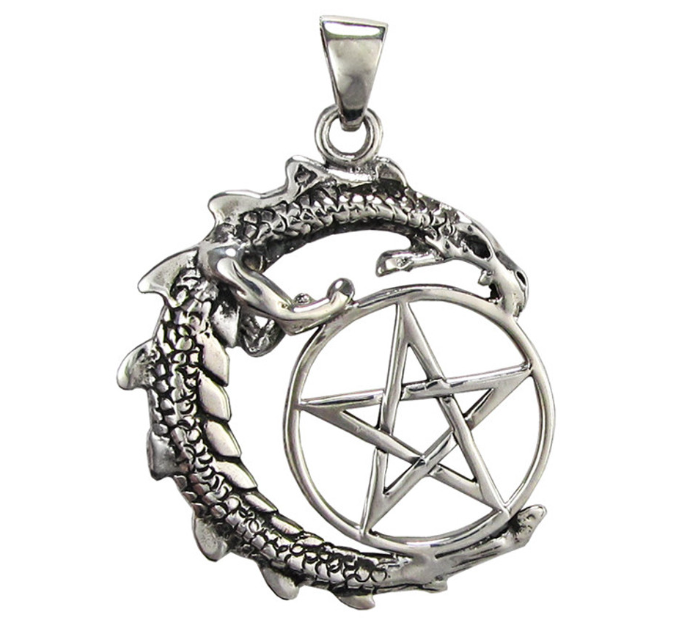 Sterling Silver Dragon Pentacle Pendant