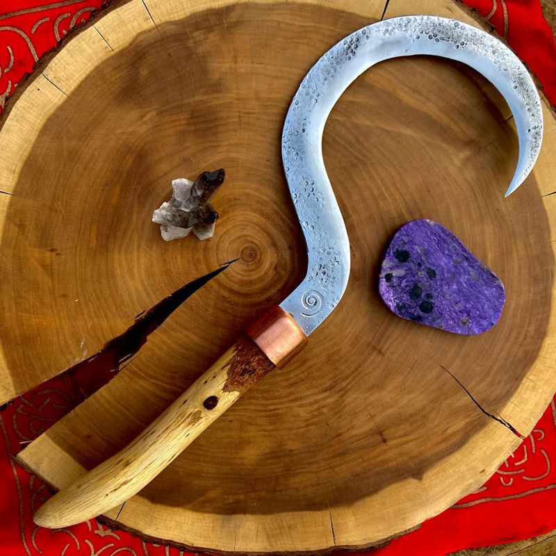 Boline With Neolithic Spiral Of Life and White Oak Handle