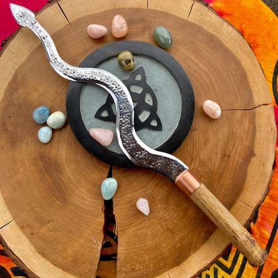 Red Oak and Iron Serpent Athame 16&quot;